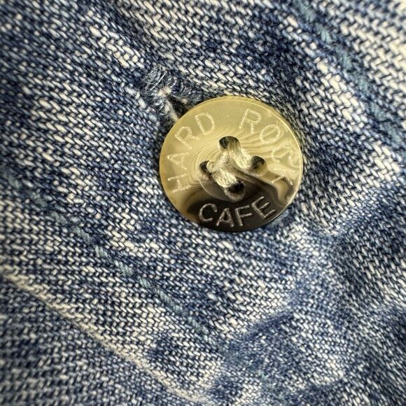 Vintage Hard Rock Cafe Denim Shirt ORLANDO Button Up Long Sleeve Size Medium - Picture 6 of 10